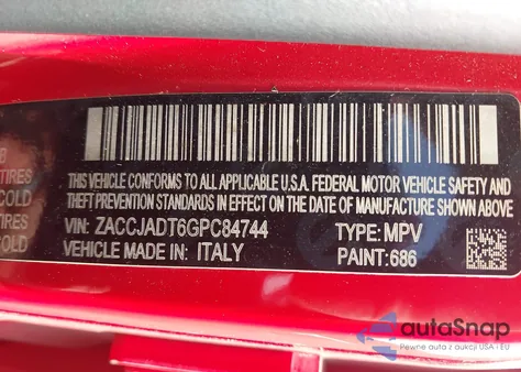 2016 Jeep Renegade Limited из США, поврежденный, VIN ZACCJADT6GPC84744